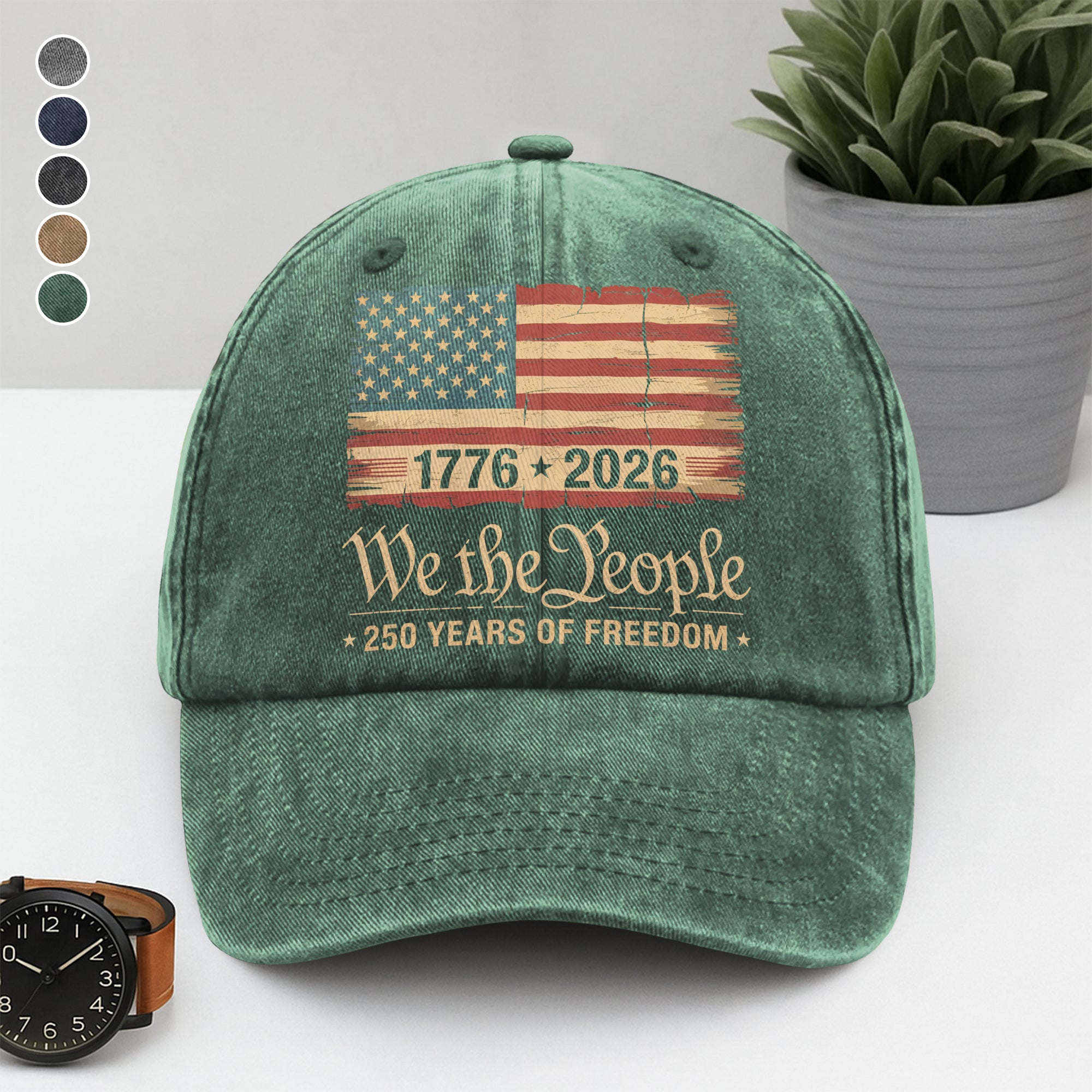 America 250th Birthday US Flag 250 Years We The People Washed Denim Baseball Cap HO82 894634 - Image 11