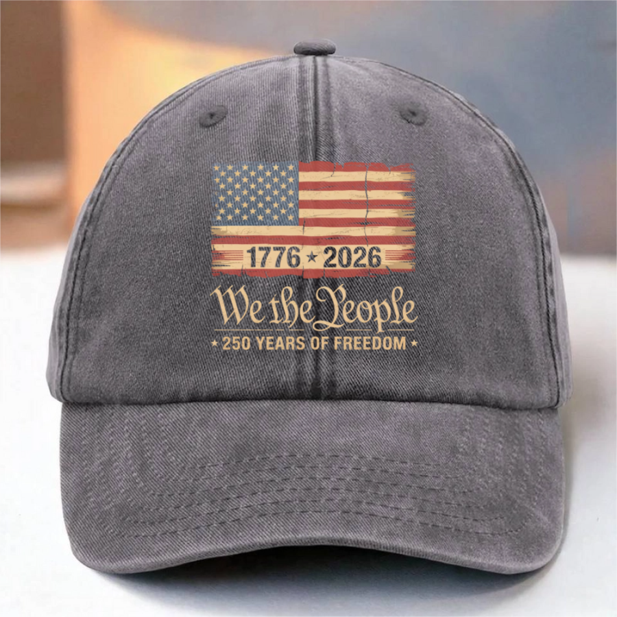 America 250th Birthday US Flag 250 Years We The People Washed Denim Baseball Cap HO82 894634 - Image 5