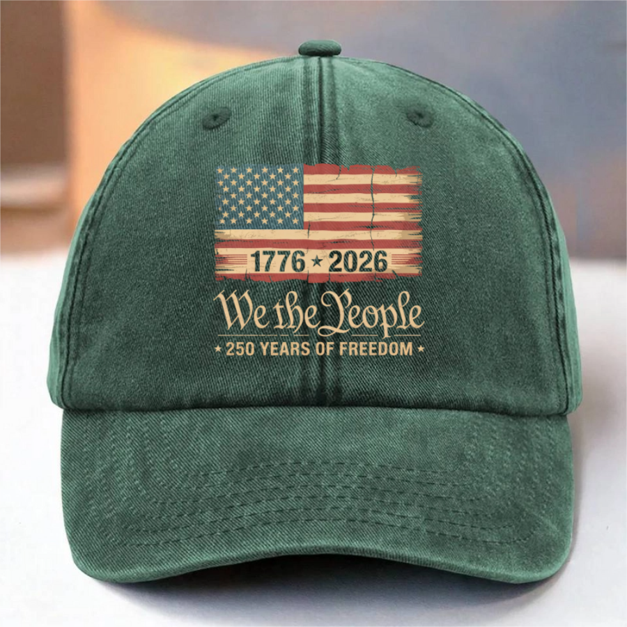 America 250th Birthday US Flag 250 Years We The People Washed Denim Baseball Cap HO82 894634 - Image 6