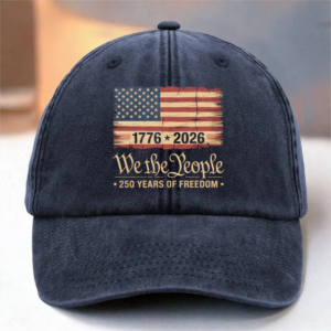Alternative view of America 250th Birthday US Flag 250 Years We The People Washed Denim Baseball Cap HO82 894634