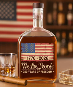 America 250th Birthday US Flag 250 Years We The People Whiskey Bottle