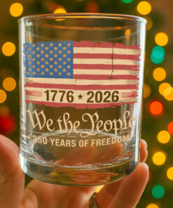 Alternative view of America 250th Birthday US Flag 250 Years We The People Whiskey Glass