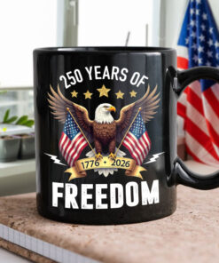 America Eagles 250 Years Of Freedom Black Mug