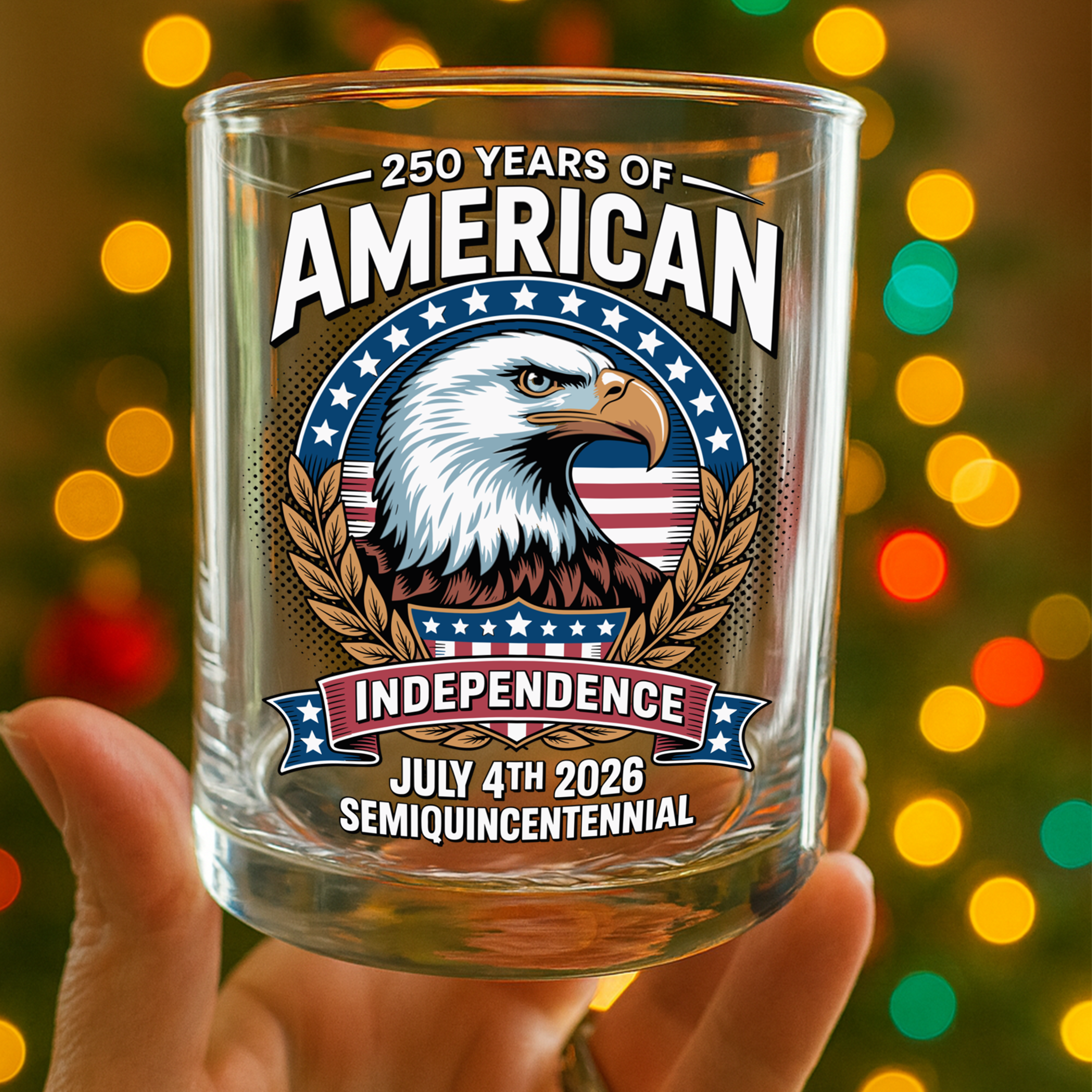 Alternative view of American 250 Years Independence Eagle - July 4th 2026 Whiskey Glass LM32 895253