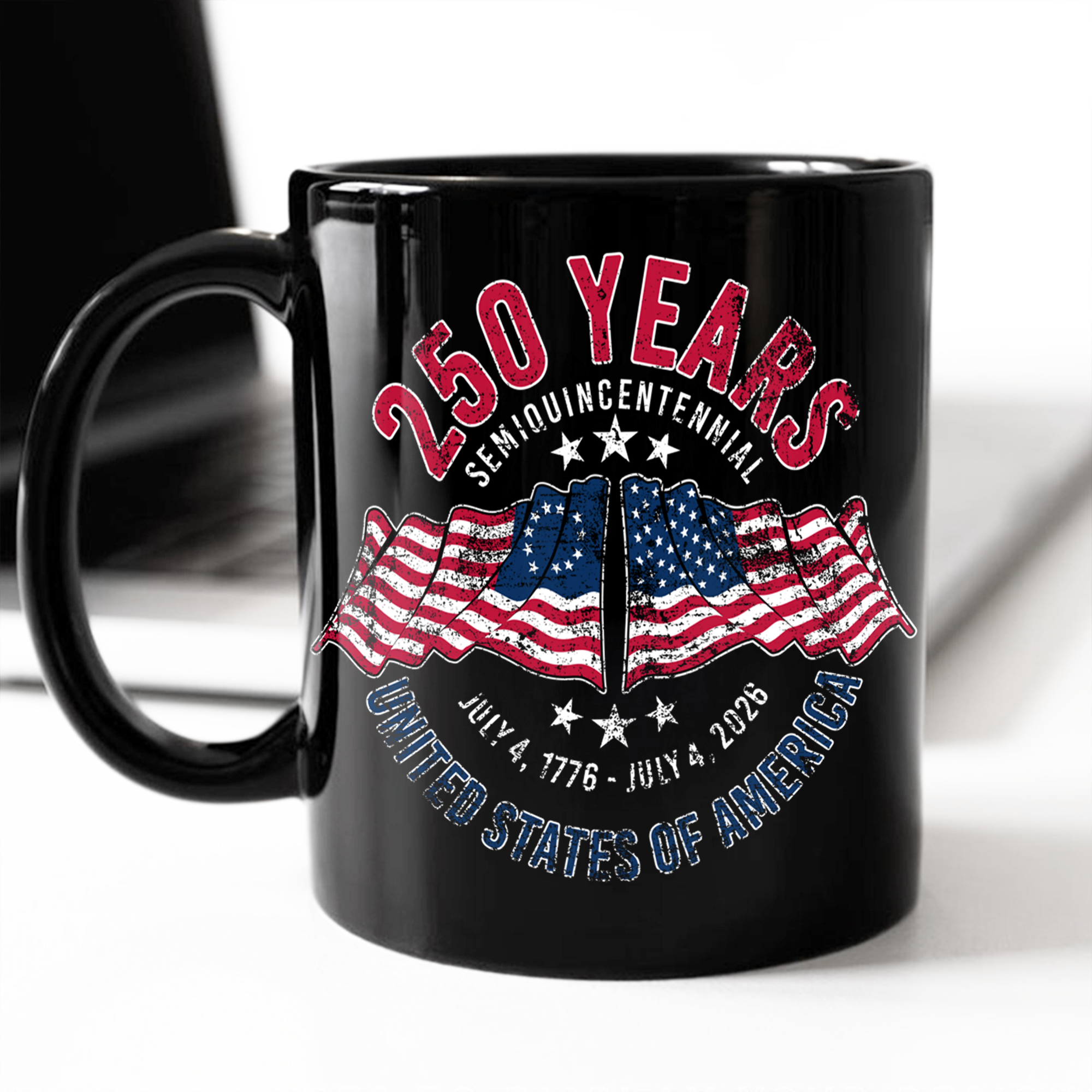 Alternative view of American 250 Years Semiquincentennial â€“ Patriotic Gift 2026 Black Mug LM32 895265