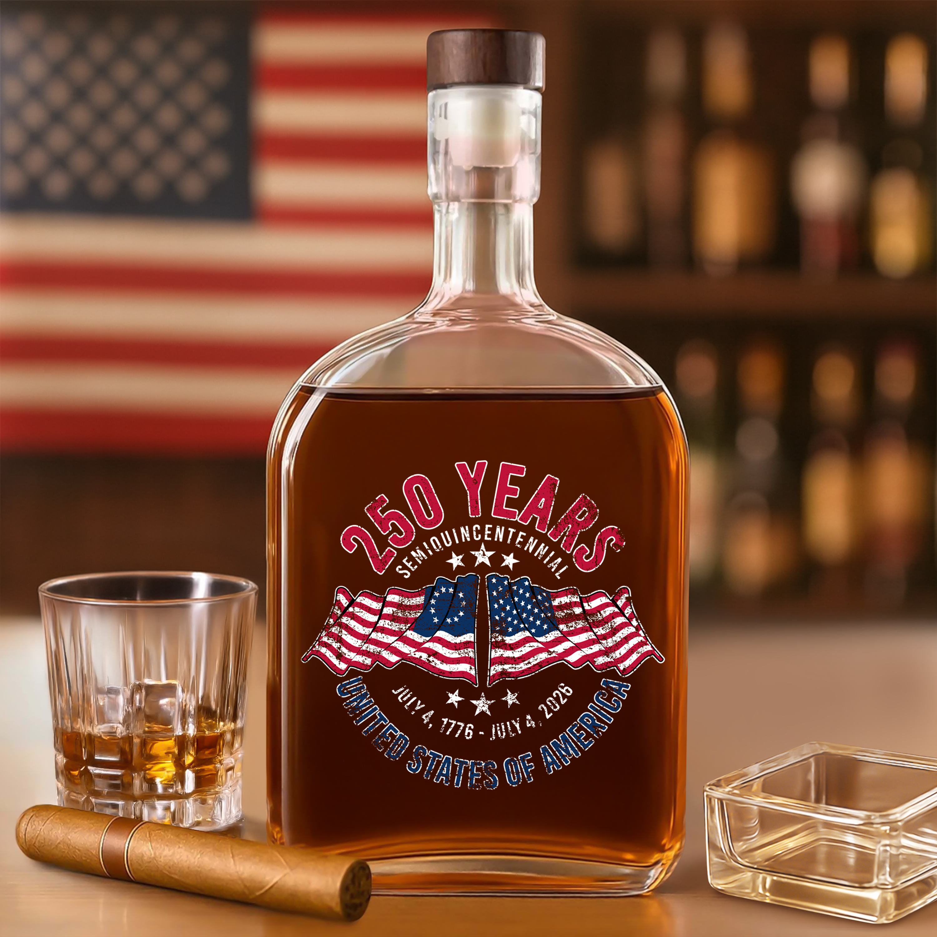 American 250 Years Semiquincentennial â€“ Patriotic Gift 2026 Whiskey Bottle LM32 895267