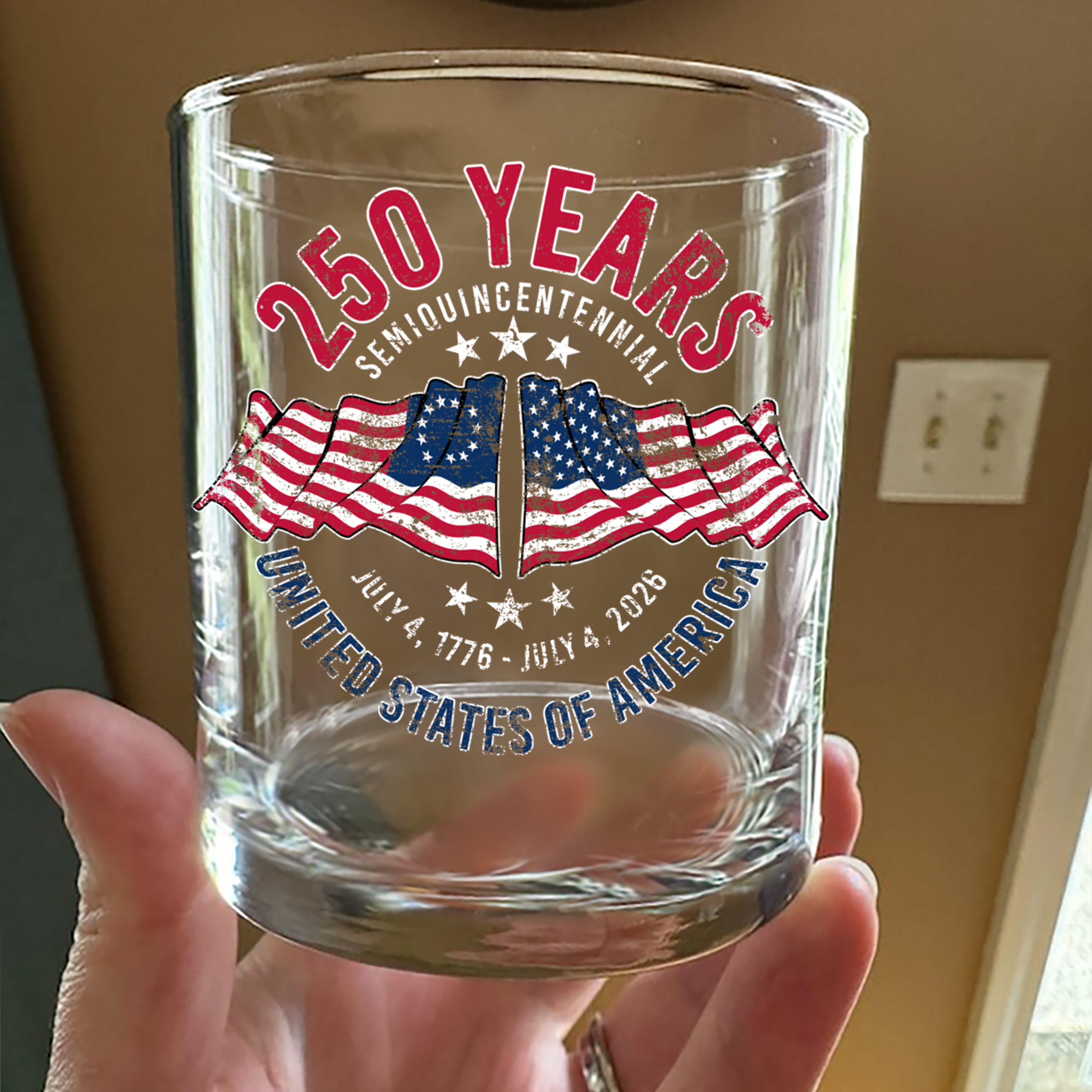 Alternative view of American 250 Years Semiquincentennial â€“ Patriotic Gift 2026 Whiskey Glass LM32 895269