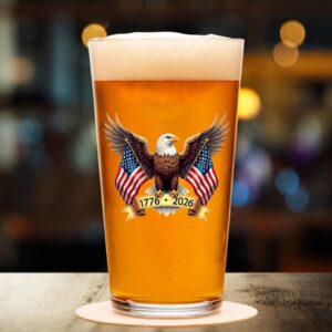 Alternative view of American Eagle and US Flag 250 Years Glass | Happy 250th Birthday USA | Patriotic 4th of July Glass | Independence Day Whiskey Glass Beer Glass 682563