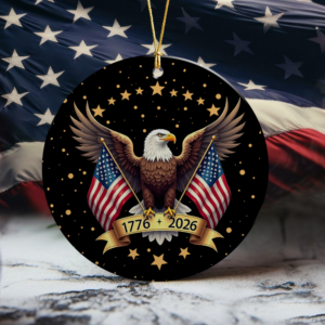 Alternative view of American Eagle and US Flag 250th Birthday USA Ceramic Ornament HO82 900358