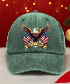 Alternative view of American Eagle and US Flag 250th Birthday USA Washed Denim Baseball Cap