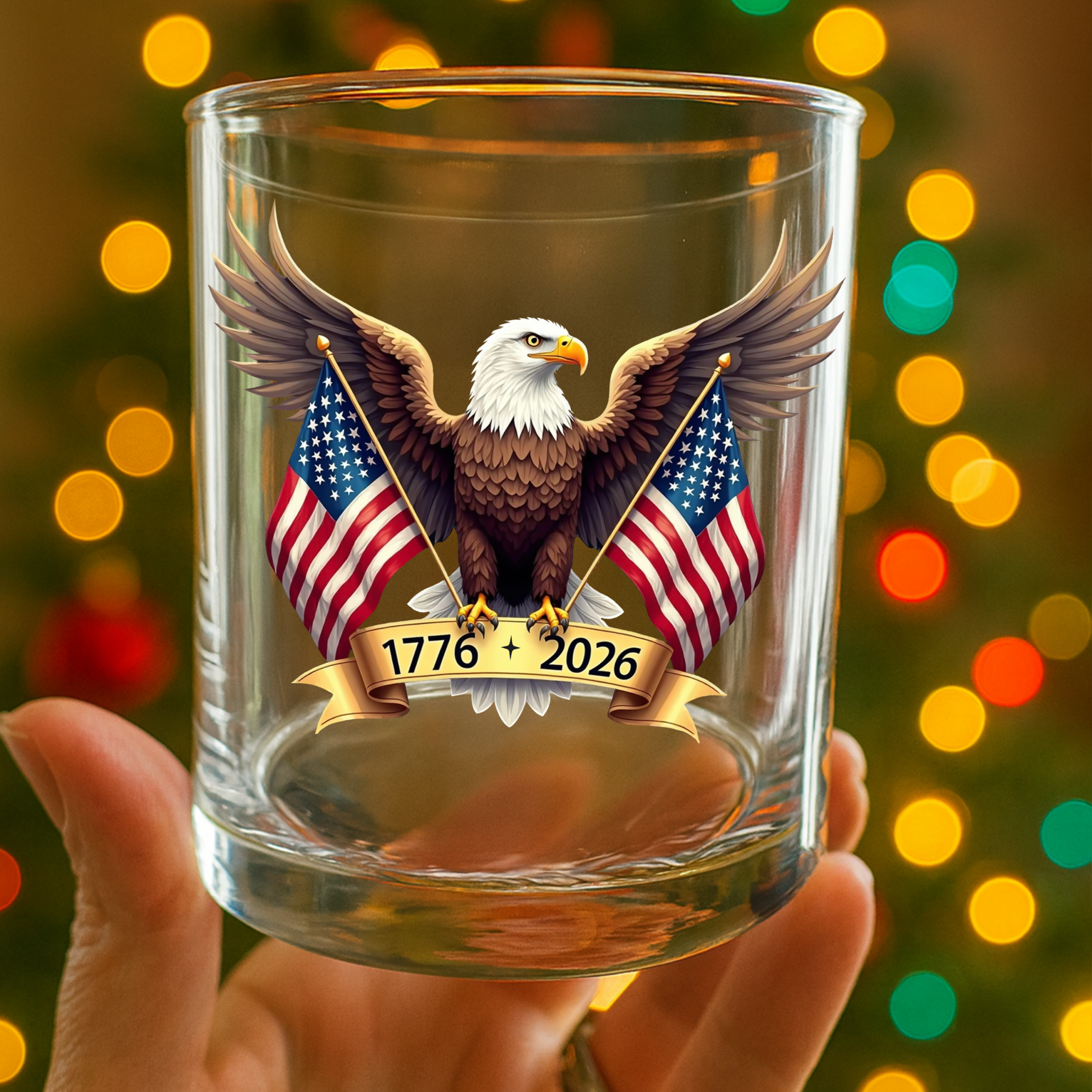 American Eagle and US Flag 250th Birthday USA Whiskey Glass HO82 900354 - Image 3
