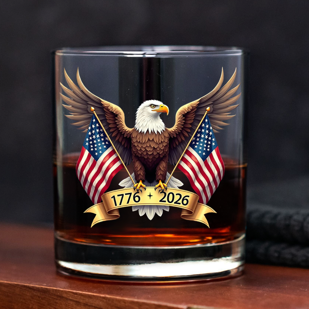 American Eagle and US Flag 250th Birthday USA Whiskey Glass HO82 900354 - Image 6