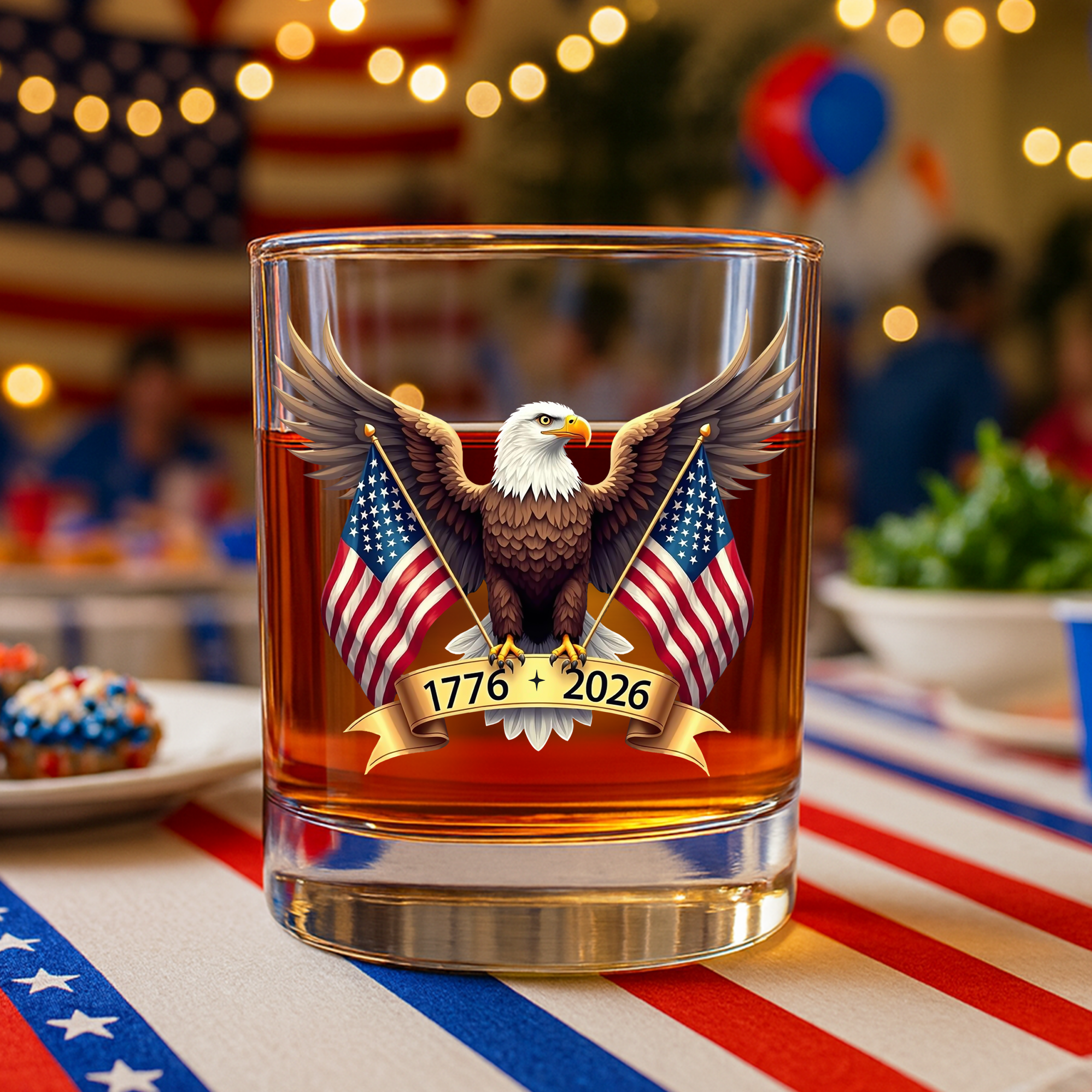 American Eagle and US Flag 250th Birthday USA Whiskey Glass HO82 900354 - Image 4