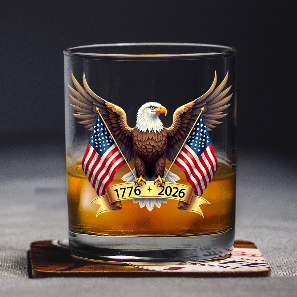 American Eagle and US Flag 250th Birthday USA Whiskey Glass HO82 900354 - Image 7