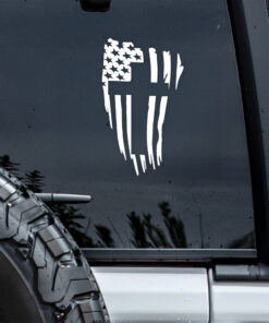 American Flag Christian Cross Car Window Decal Sticker