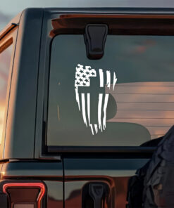 Alternative view of American Flag Christian Cross Car Window Decal Sticker