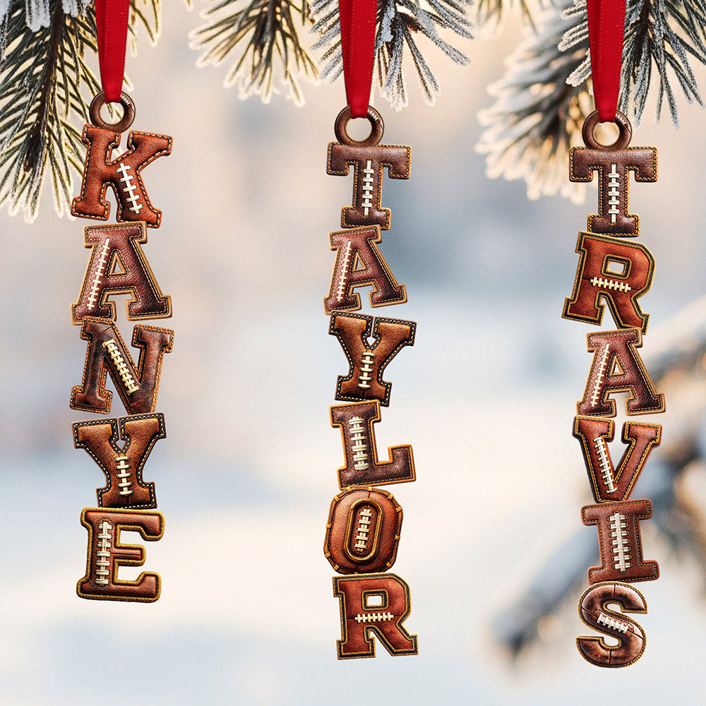 Alternative view of American Football Alphabet Acrylic Ornament, Personalized Christmas Gifts 02huta251025