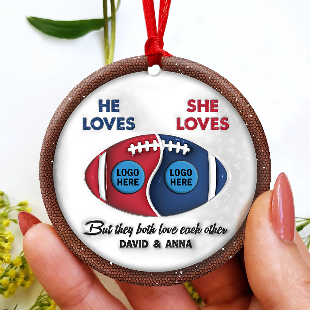 American Football Couple Ceramic Ornament With Custom Team Logo - House Divided 02hupu250924 - Image 3
