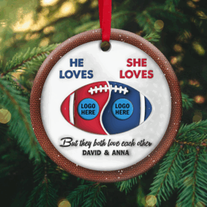 American Football Couple Ceramic Ornament With Custom Team Logo - House Divided 02hupu250924