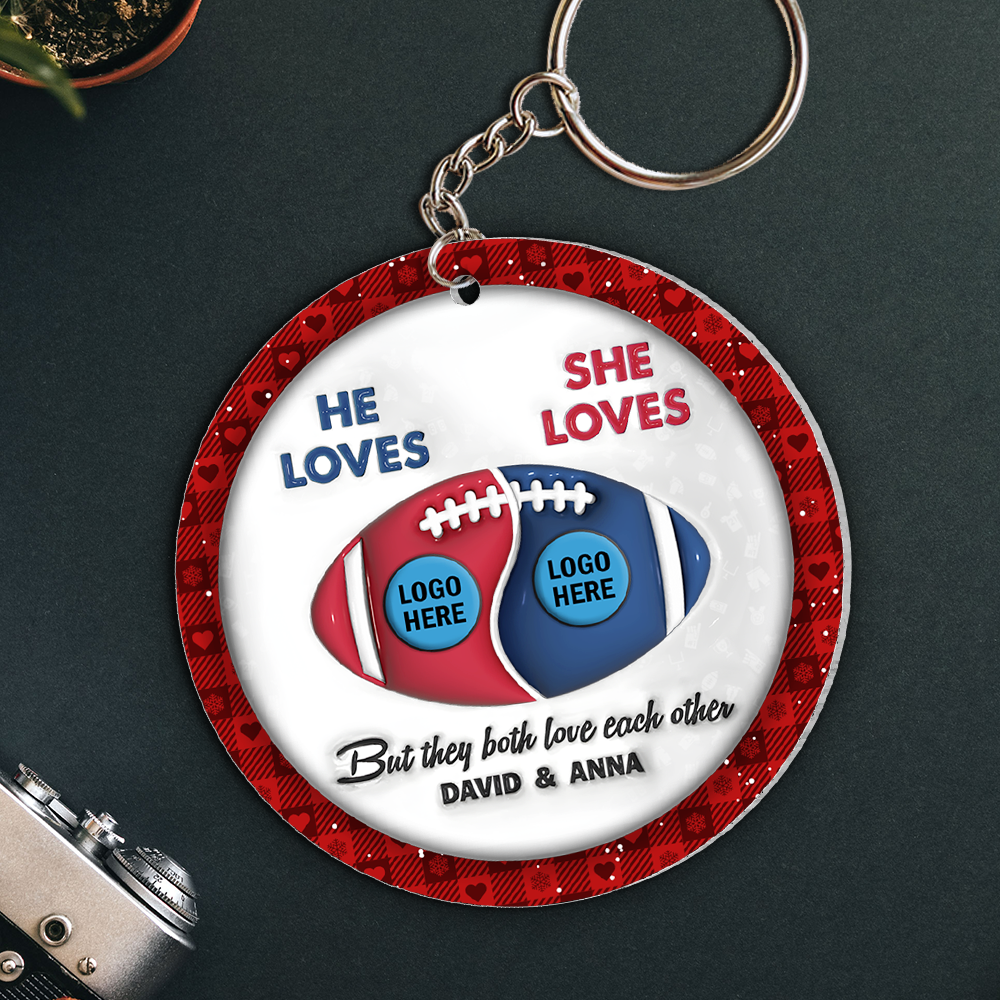 American Football Couple Keychain With Custom Logo Team - House Divided 02hupu250924