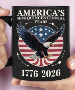 America's 250 Years Semiquincentennial Black Mug | Happy 250th Birthday USA | Patriotic 4th of July Mug | America 250th Anniversary | Independence Day Black Mug