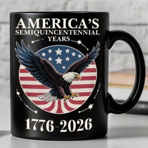 Alternative view of America's 250 Years Semiquincentennial Black Mug | Happy 250th Birthday USA | Patriotic 4th of July Mug | America 250th Anniversary | Independence Day Black Mug 682543