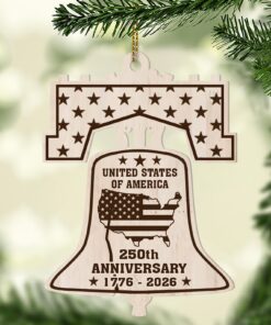 America's 250th Anniversary Ornament | 250th Anniversary United States Wooden Patriotic Ornament | America 1776-2026 Gift