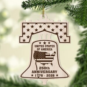 America's 250th Anniversary Ornament | 250th Anniversary United States Wooden Patriotic Ornament | America 1776â€“2026 Gift 683585_2