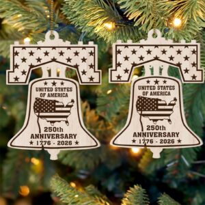 Alternative view of America's 250th Anniversary Ornament | 250th Anniversary United States Wooden Patriotic Ornament | America 1776â€“2026 Gift 683585_2