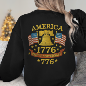 Alternative view of Anniversary Liberty Bell Embroidered Effect Back Side Dark Shirt America 250th Anniversary Shirt CH07 899190