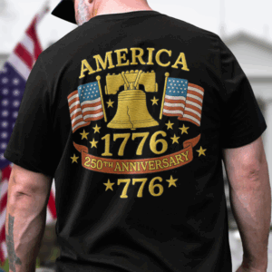 Anniversary Liberty Bell Embroidered Effect Back Side Dark Shirt America 250th Anniversary Shirt CH07 899190