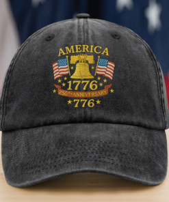 Anniversary Liberty Bell Embroidered Effect Baseball Cap America 250th Anniversary Washed Denim Baseball Cap