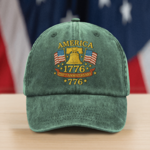 Alternative view of Anniversary Liberty Bell Embroidered Effect Baseball Cap America 250th Anniversary Washed Denim Baseball Cap CH07 899186