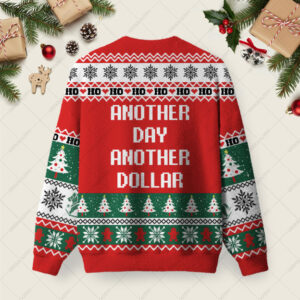 Alternative view of Another Day Another Dollar Ugly Christmas Fuzzy Fleece Sweatshirt
