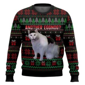 Another Eggnog Huh Cat Meme Ugly Christmas Sweater