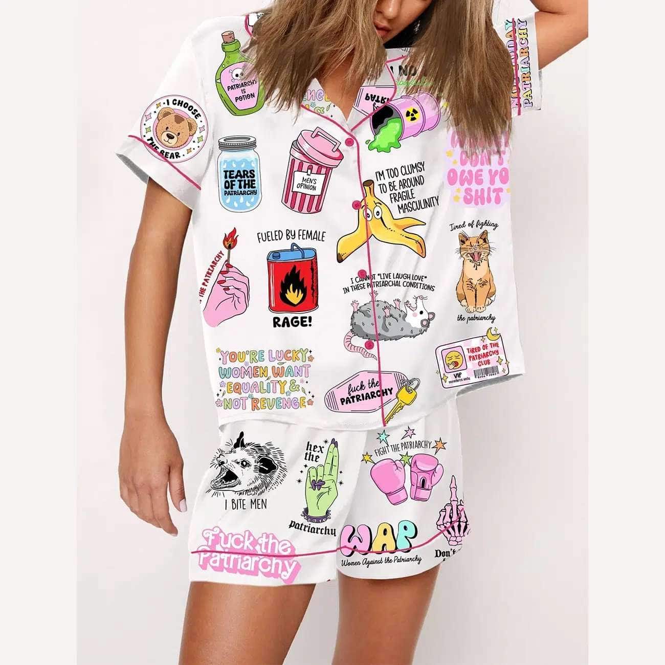 Anti Patriarchy Female Rage Feminist Pajama Set - Image 3
