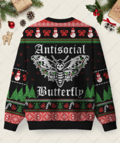 Alternative view of Antisocial Butterfly Ugly Christmas Fuzzy Fleece Sweatshirt
