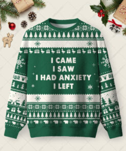Anxiety Ugly Christmas Fuzzy Fleece Sweatshirt