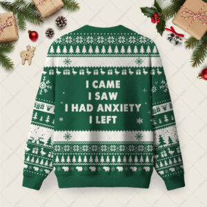 Alternative view of Anxiety Ugly Christmas Fuzzy Fleece Sweatshirt