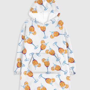 Aperol Spritz Trio Watercolor Flannel Blanket Hoodie