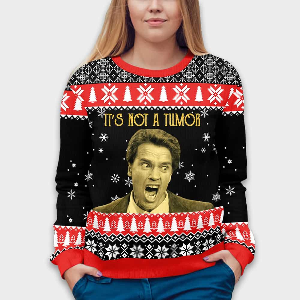 Arnold Schwarzenegger Kindergarten Cop It's Not A Tumor Ugly Christmas Sweater - Image 3