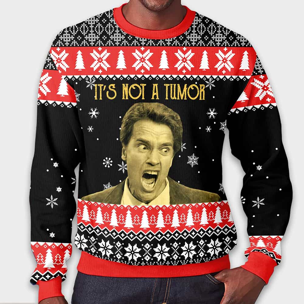 Alternative view of Arnold Schwarzenegger Kindergarten Cop It's Not A Tumor Ugly Christmas Sweater