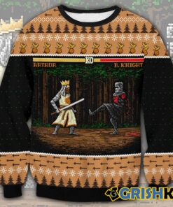 Arthur vs Black Knight Pixel Monty Python Christmas Sweater 