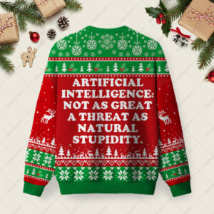 Alternative view of Artificial Intelligence Ugly Christmas Fuzzy Fleece Sweatshirt