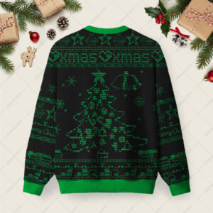 Alternative view of Ascii Tree Ugly Christmas Fuzzy Fleece Sweatshirt