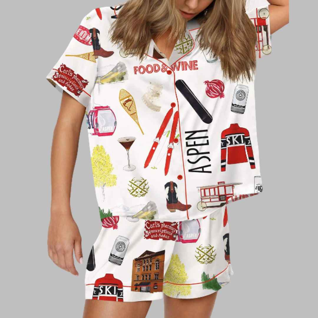 Aspen Skiing Satin Pajama Set