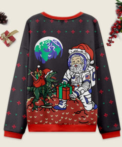Alternative view of Astronaut Santa Black Ugly Christmas Sweater Sweatshirt