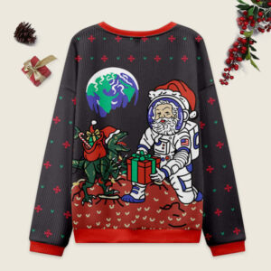 Alternative view of Astronaut Santa Black Ugly Christmas Sweater Sweatshirt