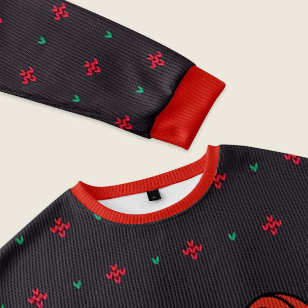 Astronaut Santa Black Ugly Christmas Sweater Sweatshirt - Image 3