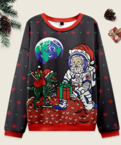 Astronaut Santa Black Ugly Christmas Sweater Sweatshirt